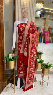 Khaddi Georgette Handlooms Banarasi Dress material - The Handlooms