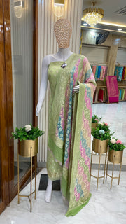 Pure Khaddi Georgette Banarasi Dress material - The Handlooms