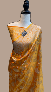 Pure Katan Silk Banarasi Handloom Saree - All Over Jaal Work - The Handlooms