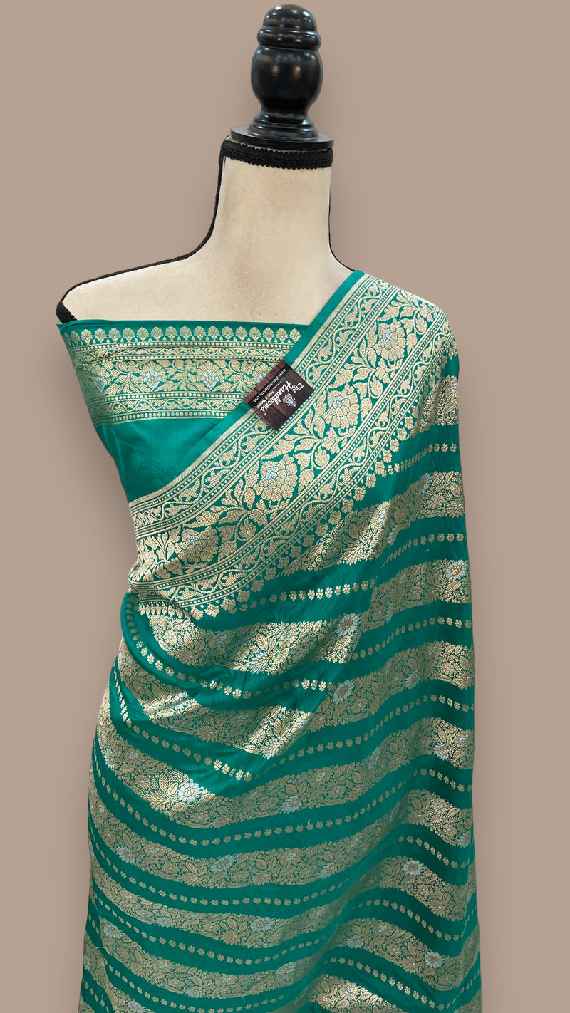 Pure Katan Silk Banarasi Handloom Saree - All over Sona Roopa Jaal work - The Handlooms