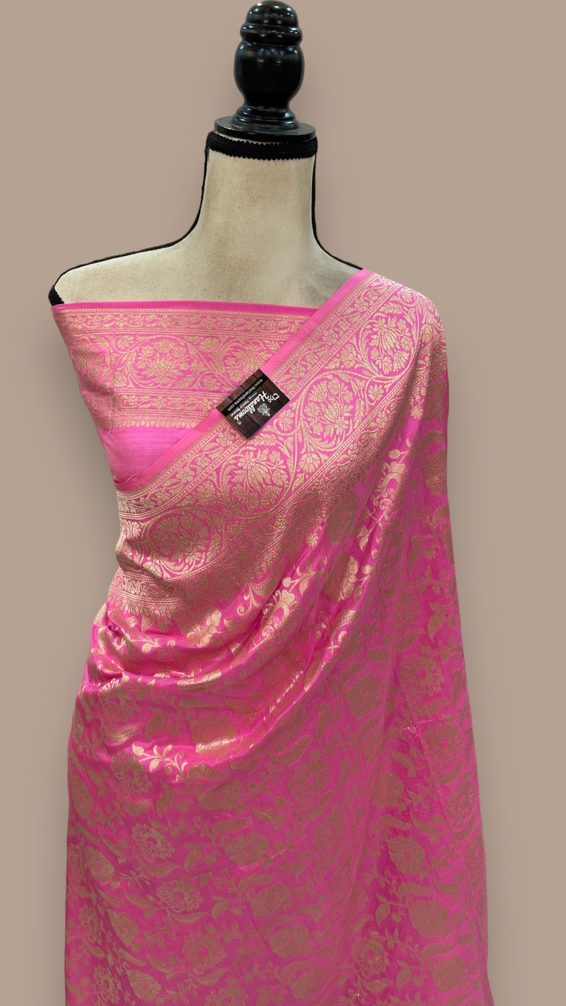 Pure Katan Silk Banarasi Handloom Saree - All Over Jaal Work - The Handlooms