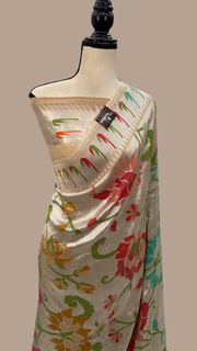 Pure Tussar Georgette Brocade Handloom Banarasi Saree - The Handlooms