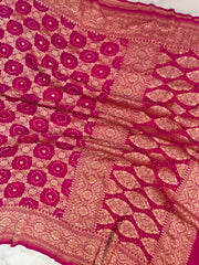 Pure Georgette Banarasi Bandhej Handloom Dupatta - The Handlooms