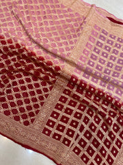 Dual Shade Khaddi Georgette Banarasi Saree -  Gold zari - The Handlooms