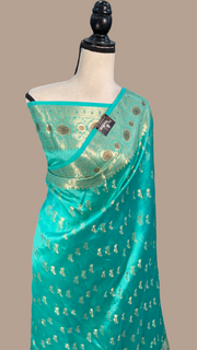 Pure Dupion Silk Banarasi Saree - Gold Zari - The Handlooms