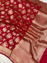 Pure Katan Silk Banarasi Handloom Saree - All over jaal work - The Handlooms