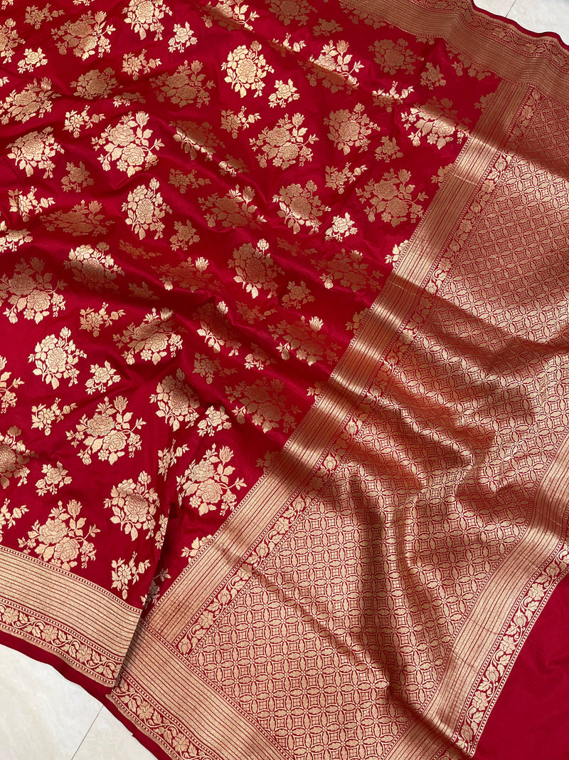 Pure Katan Silk Banarasi Handloom Saree - All over jaal work - The Handlooms