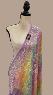 Pure Khaddi Georgette Dupatta - water zari - The Handlooms