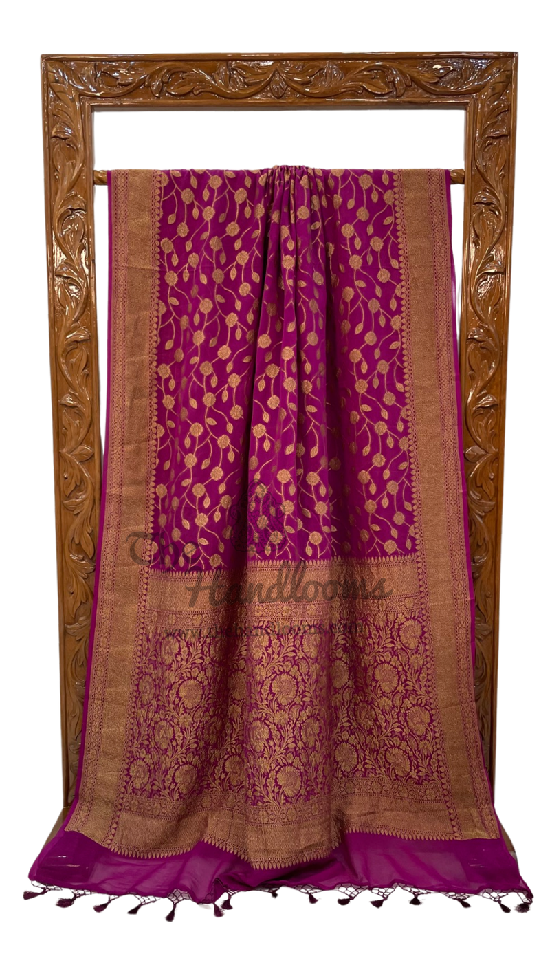 Khaddi Georgette Banarasi Saree -  Antique zari - The Handlooms