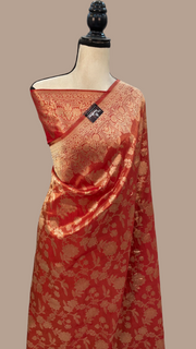 Pure Tissue Katan Silk Banarasi Handloom Saree - All over Jaal work - The Handlooms