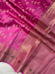 Pure Dupion Silk Banarasi Saree - Gold Zari - The Handlooms