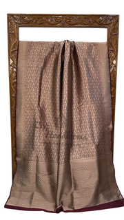 Brown Pure Katan Silk Banarasi Handloom Saree - Tanchui Brocade - The Handlooms