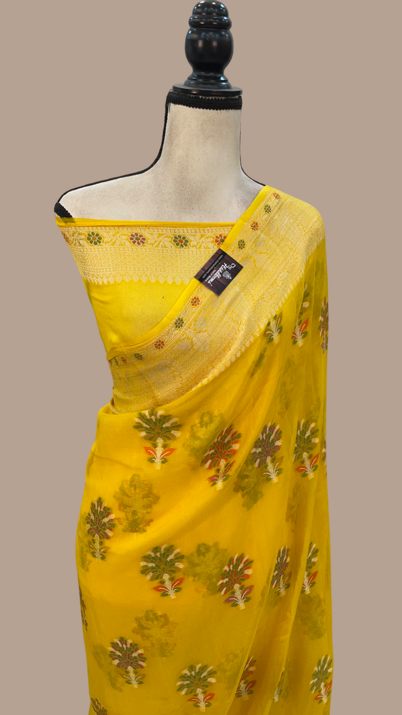 Pure Chiffon Khaddi Banarasi Saree - The Handlooms