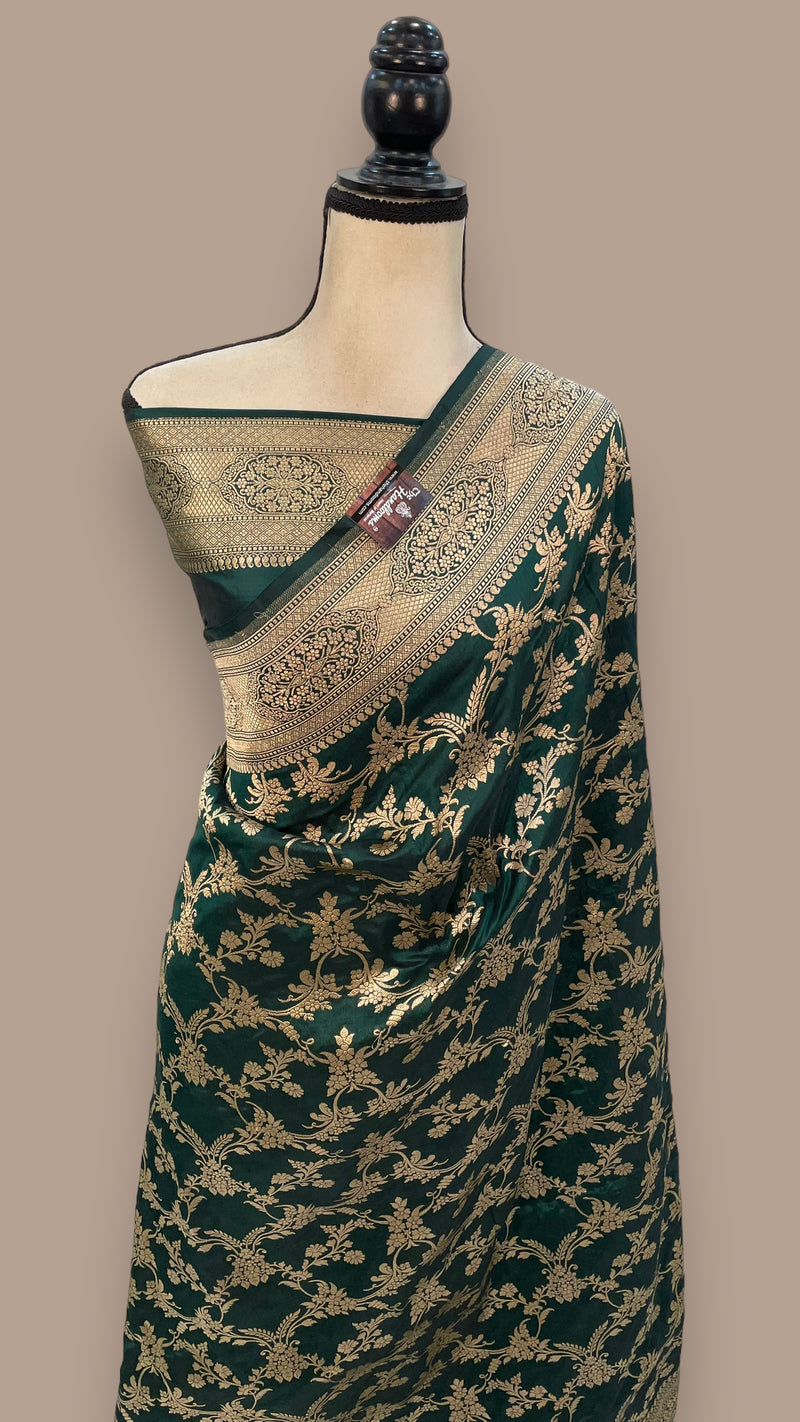 Pure Katan Silk Banarasi Handloom Saree - All over Jaal work - The Handlooms