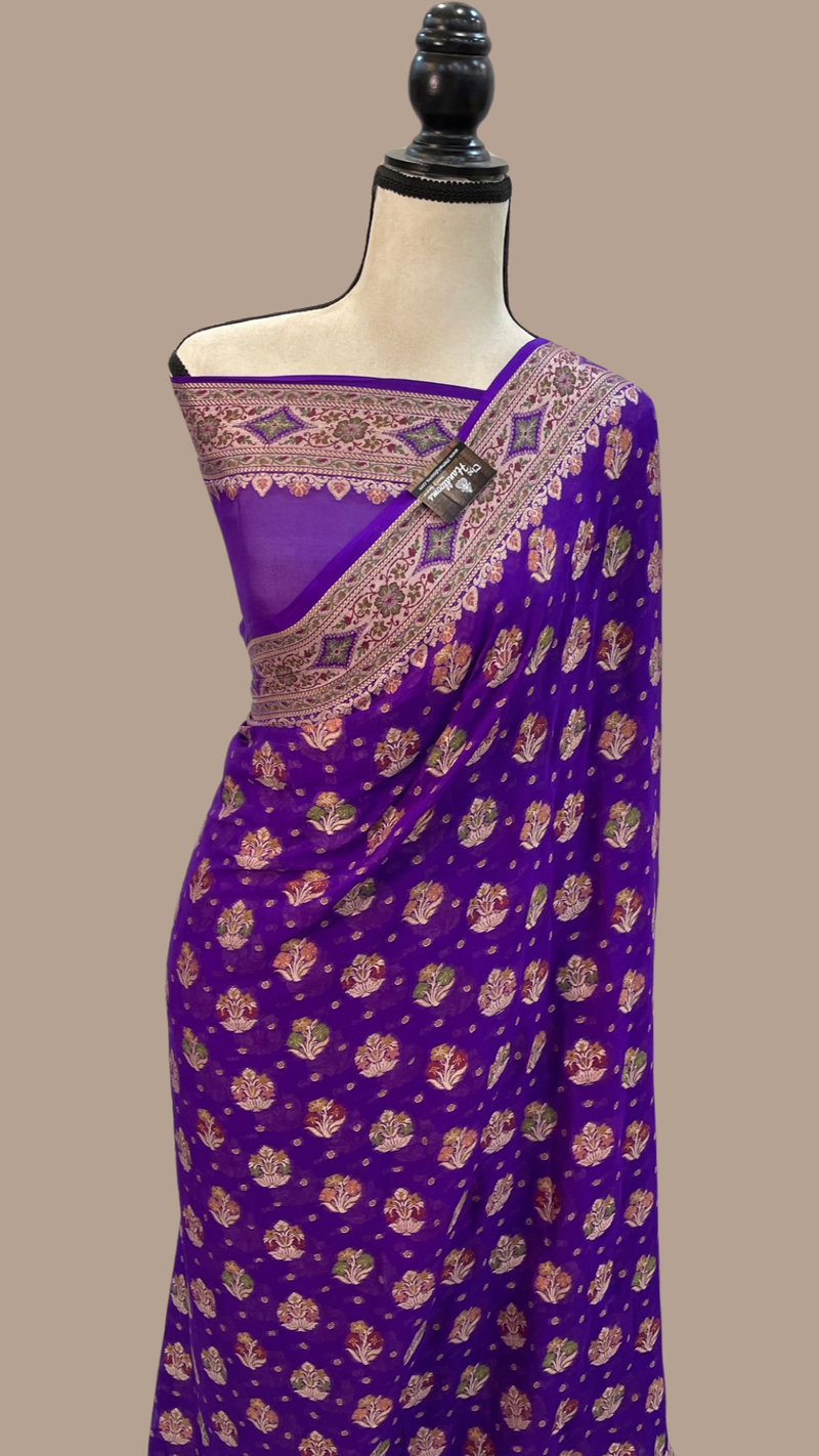 Pure Chiffon Khaddi Banarasi Saree - The Handlooms