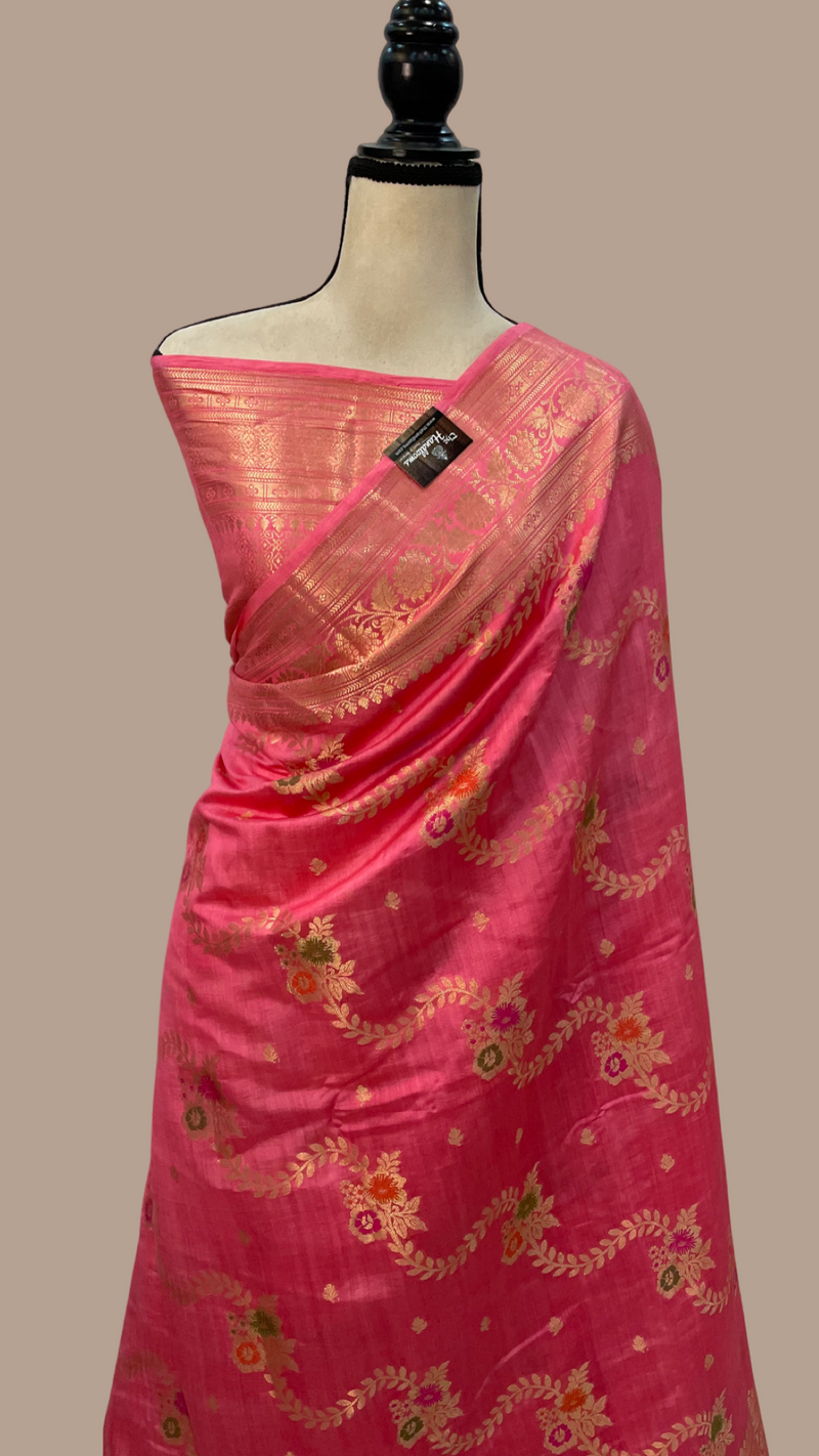 Pure Dupion Silk Banarasi Saree - Gold Zari - The Handlooms