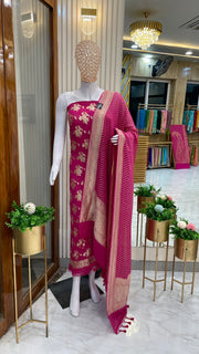 Pure Khaddi Georgette Banarasi Dress material - The Handlooms