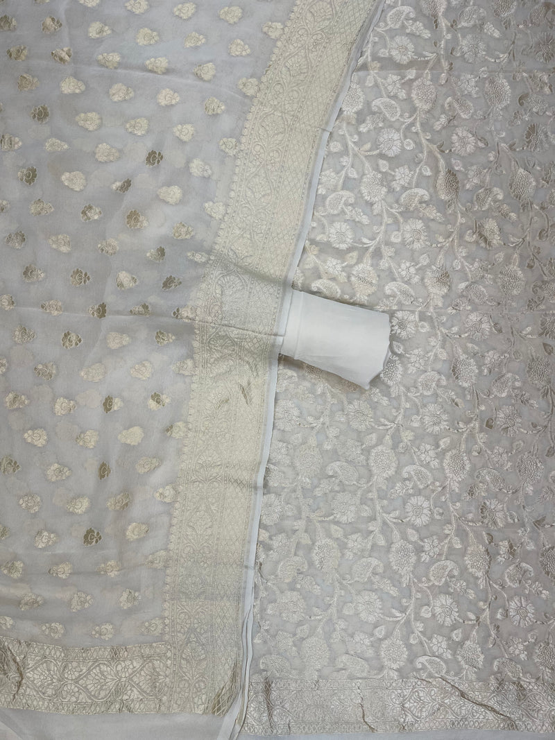 Khaddi Georgette Handlooms Banarasi Dress material - The Handlooms