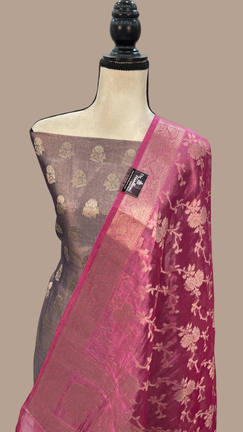 Pure Kora Tissue Handloom Banarasi Dress material - The Handlooms