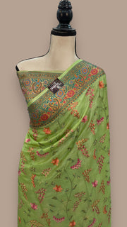 Tussar Silk Handloom Banarasi Saree With Chikankari - The Handlooms