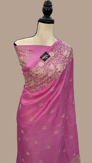 Tussar Silk Handloom Banarasi Saree With Chikankari - The Handlooms