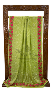 Pure Georgette Chikankari Handloom Banarasi Saree - The Handlooms
