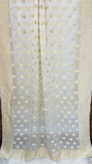 Pure Khaddi Georgette Dupatta - water zari - The Handlooms