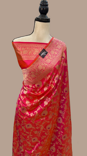 Pure Katan Silk Banarasi Handloom Saree - All over Jaal work with Meenakari - The Handlooms