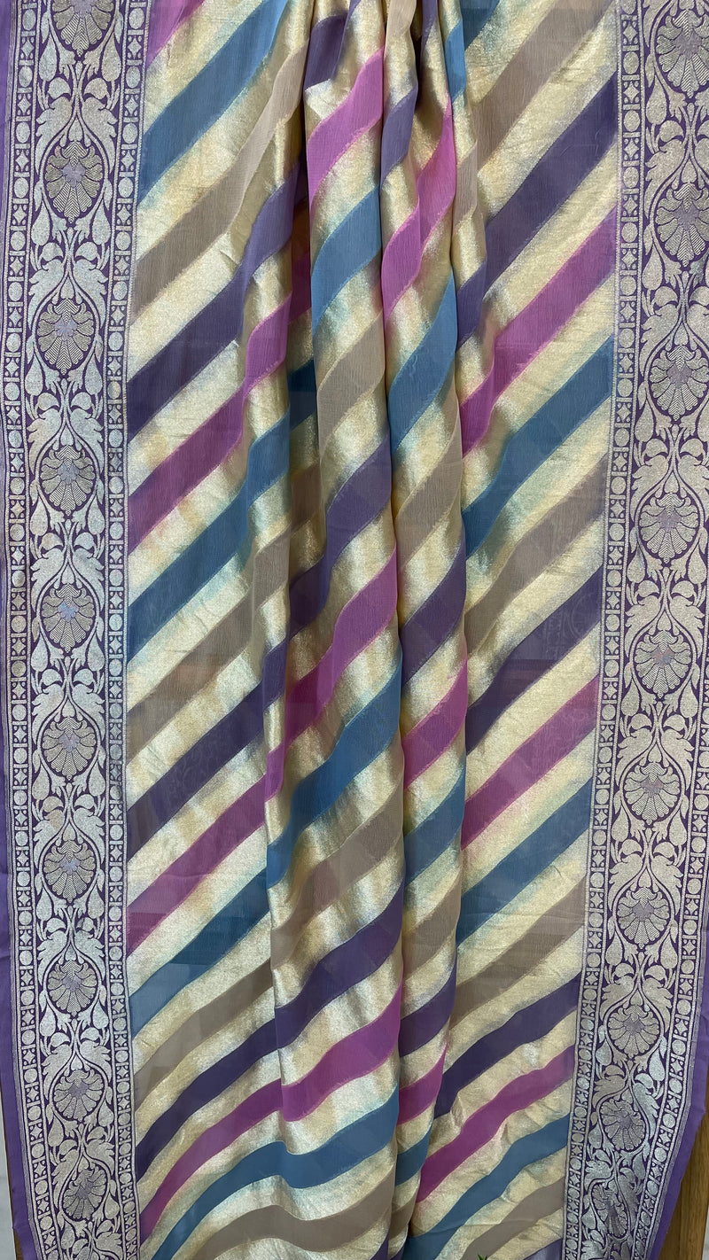 Pure Khaddi Georgette Dupatta - water zari - The Handlooms