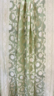 Pure Khaddi Georgette Dupatta - water zari - The Handlooms