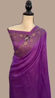Purple Pure Butter Crepe Banarasi Saree - The Handlooms