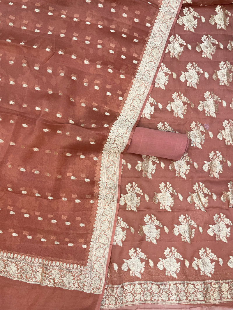 Khaddi Georgette Handlooms Banarasi Dress material - The Handlooms