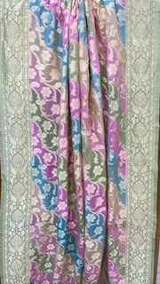 Pure Khaddi Georgette Dupatta - water zari - The Handlooms