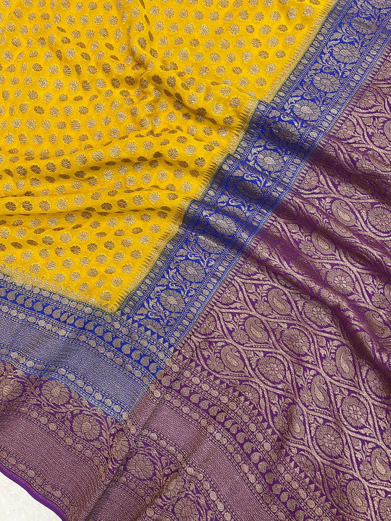 Khaddi Georgette Banarasi Saree -  Antique zari - The Handlooms