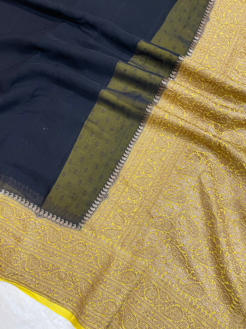 Khaddi Georgette Banarasi Saree -  Antique zari - The Handlooms