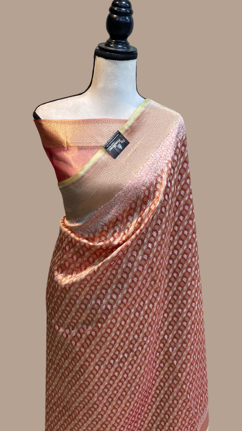 Pure Tissue Reshmi Zari Banarasi Brocade Handloom Saree - The Handlooms