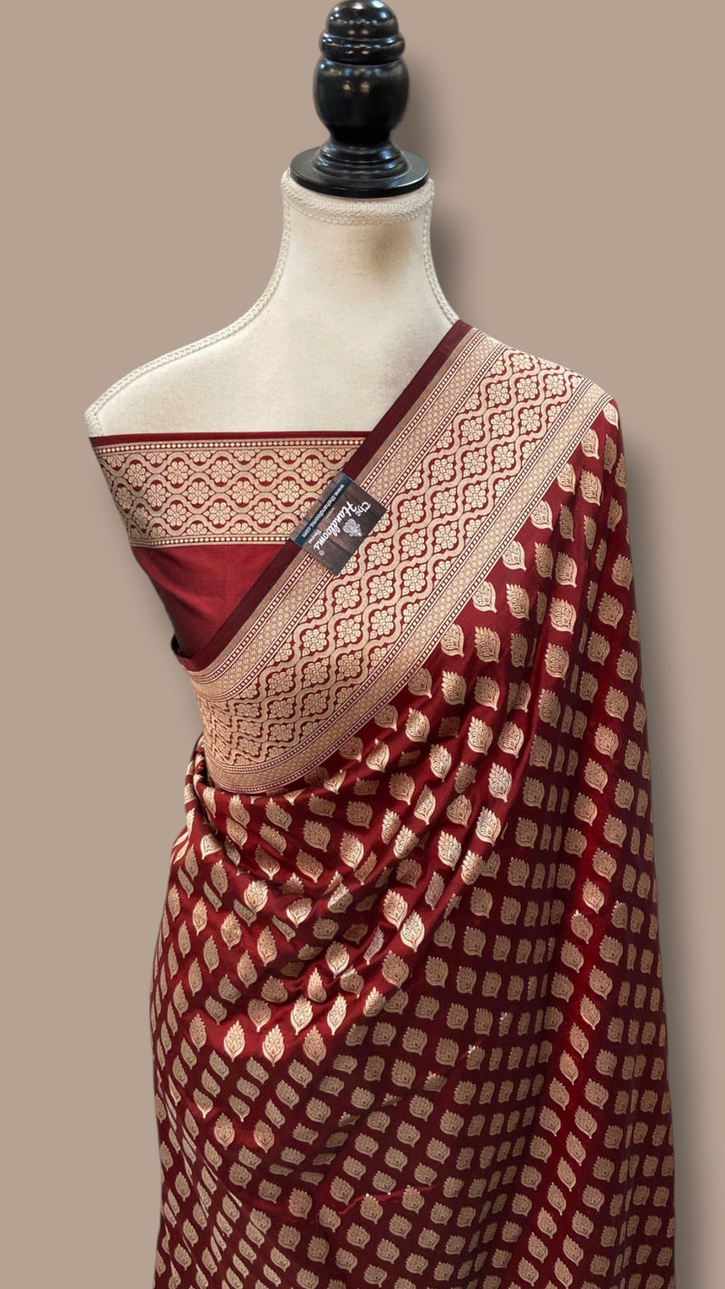 Pure Katan Silk Banarasi Handloom Saree - All Over Gold Zari Jaal Work - The Handlooms