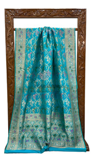 Pure Katan Silk Banarasi Handloom Saree - All over Jaal work with Meenakari - The Handlooms