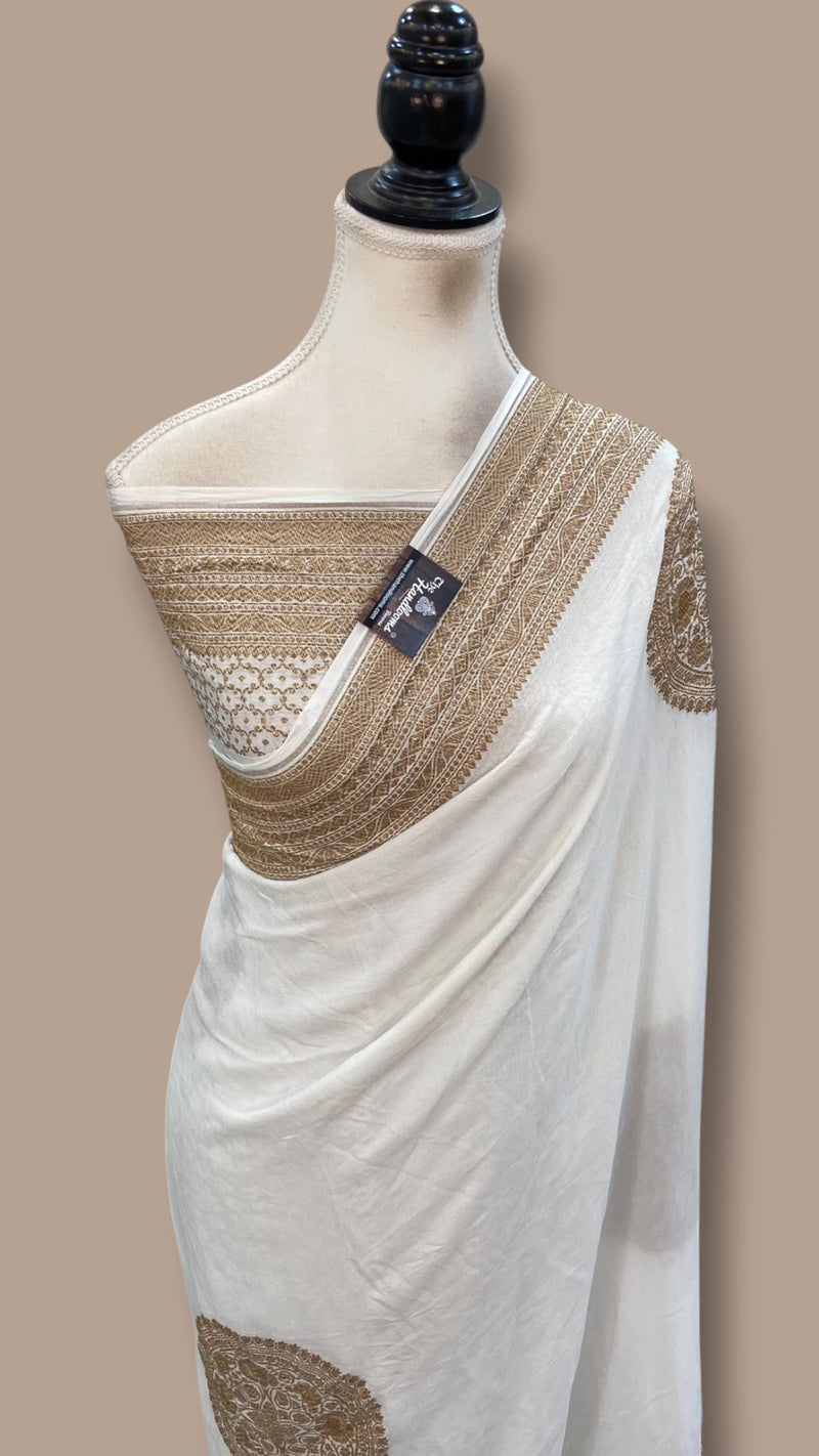 Pure Khaddi Crepe Georgette Handloom Banarasi Saree