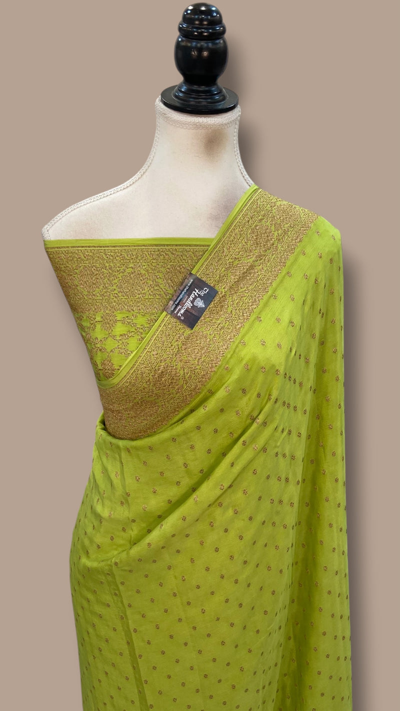 Pure Khaddi Crepe Georgette Handloom Banarasi Saree