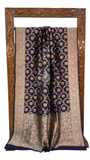 Pure Katan Silk Banarasi Handloom Saree - All over Jaal work with Meenakari - The Handlooms