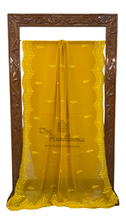 Pure Georgette Chikankari Handloom Banarasi Saree - The Handlooms