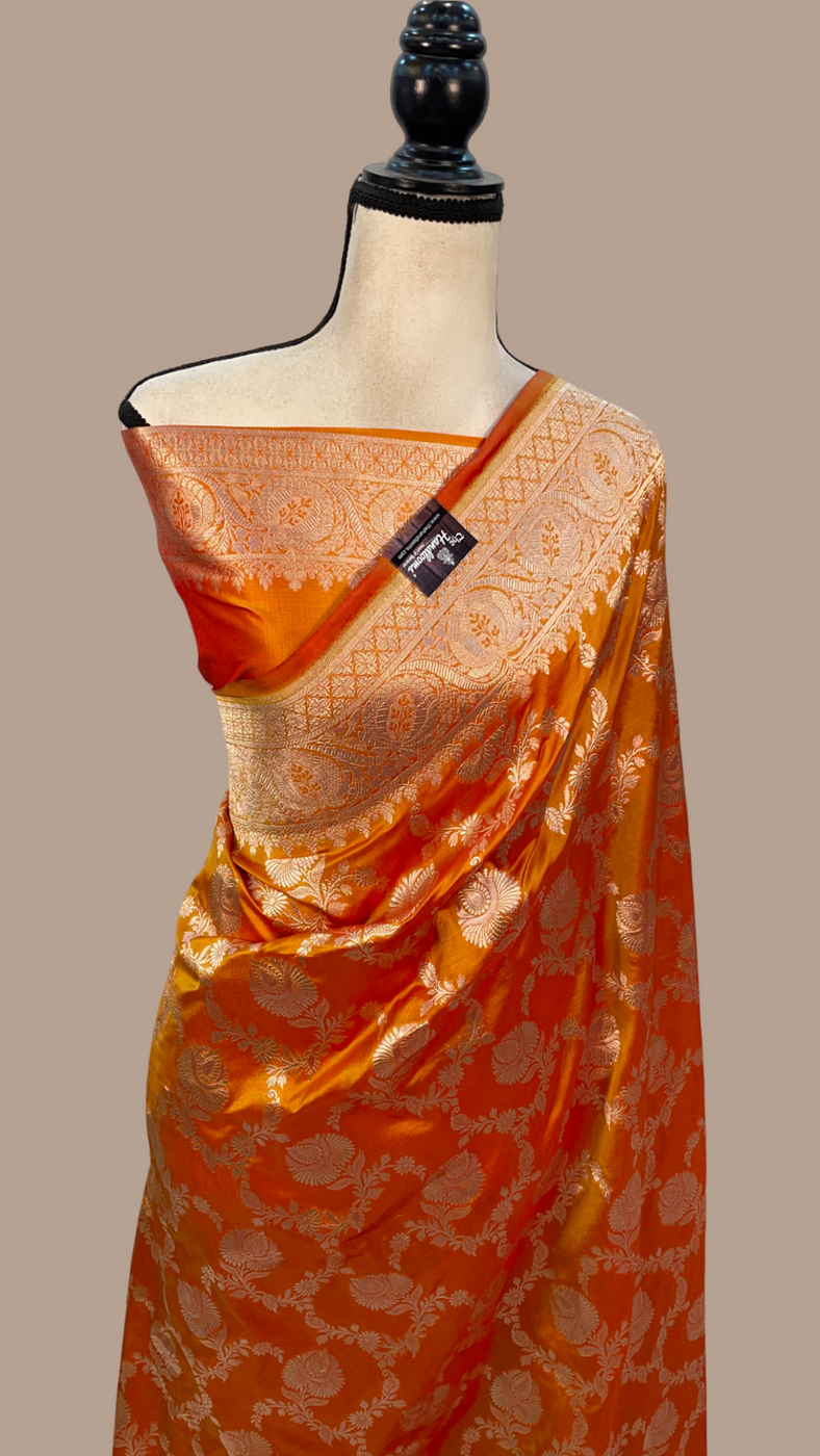 Pure Katan Silk Banarasi Handloom Saree - All over jaal work - The Handlooms