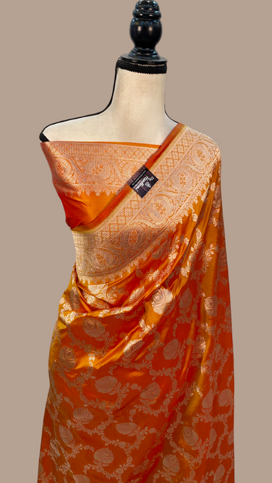 Pure Katan Silk Banarasi Handloom Saree - All over jaal work