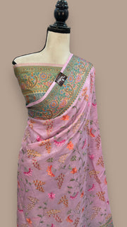 Tussar Silk Handloom Banarasi Saree With Chikankari - The Handlooms