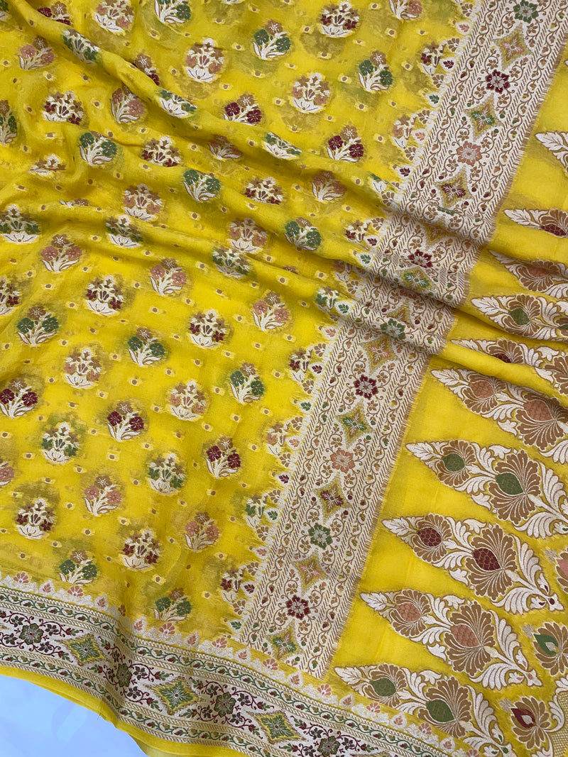 Pure Chiffon Khaddi Banarasi Saree - The Handlooms