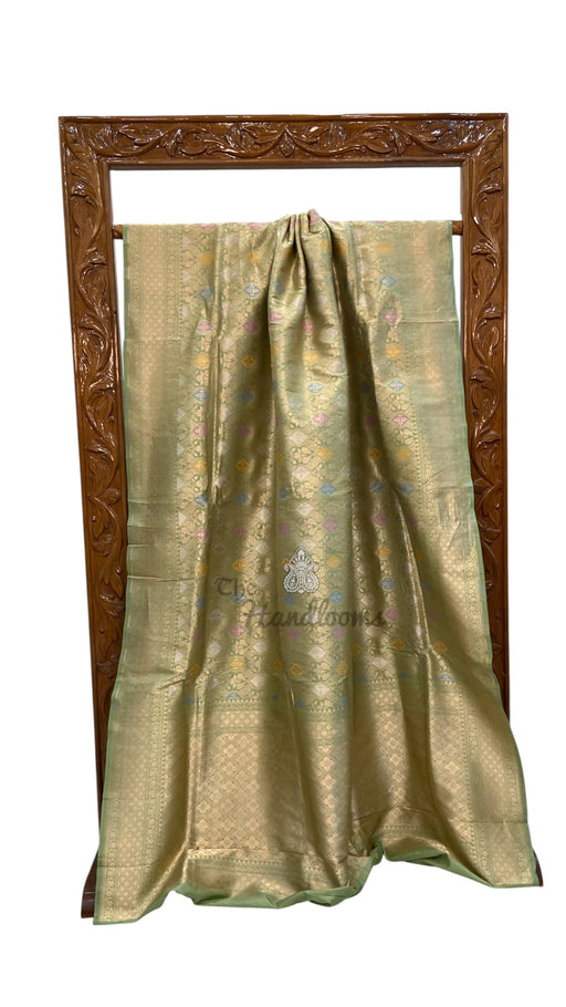 Regal Pure Katan Silk Banarasi Saree – Handwoven Tanchui Brocade With Meenakari - The Handlooms