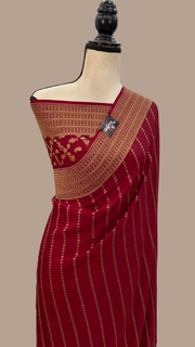 Pure Khaddi Crepe Georgette Banarasi Saree -  Antique zari - The Handlooms