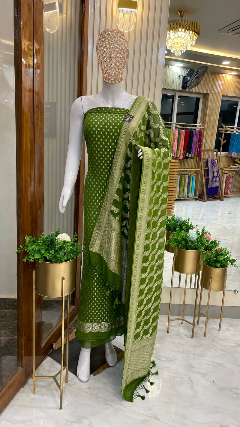 Khaddi Georgette Handlooms Banarasi Dress material - The Handlooms