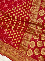 Pure Georgette Banarasi Bandhej Handloom Saree - The Handlooms